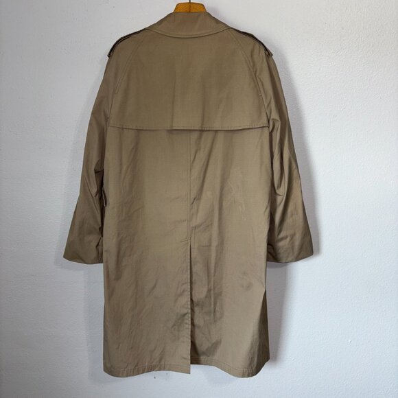 London Fog Maincoats Trench Coat 46R Khaki Belted Zip-In Liner Double Breasted - Picture 4 of 16